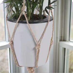Tan Hanging Plant Holder Macrame Rope